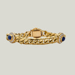 French Sapphire and Diamond Link Bracelet