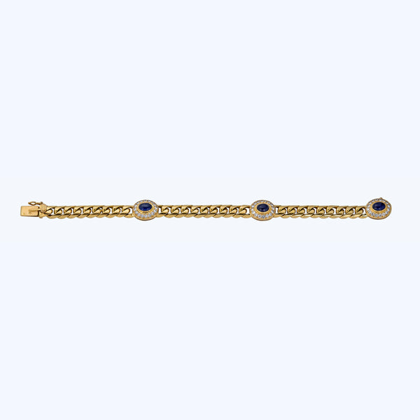 French Sapphire and Diamond Link Bracelet