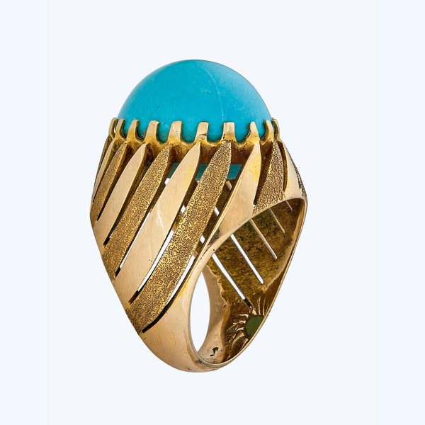 French Cabochon Turquoise Cocktail Ring
