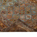 Light Blue & Orange Vintage Traditional Ghabhgaie Wool Rug - 3'4" x 11'1"