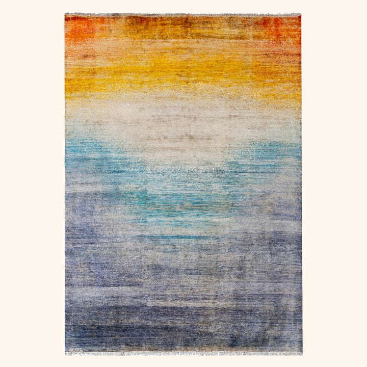 Multicolored Contemporary Silk Rug - 8' x 10'1"