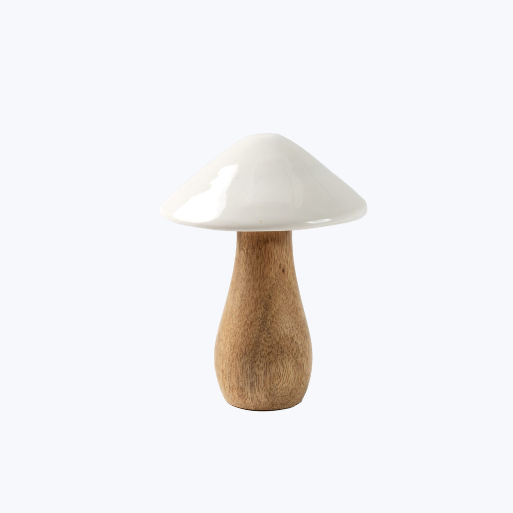 Mango Wood & Enamel Mushroom