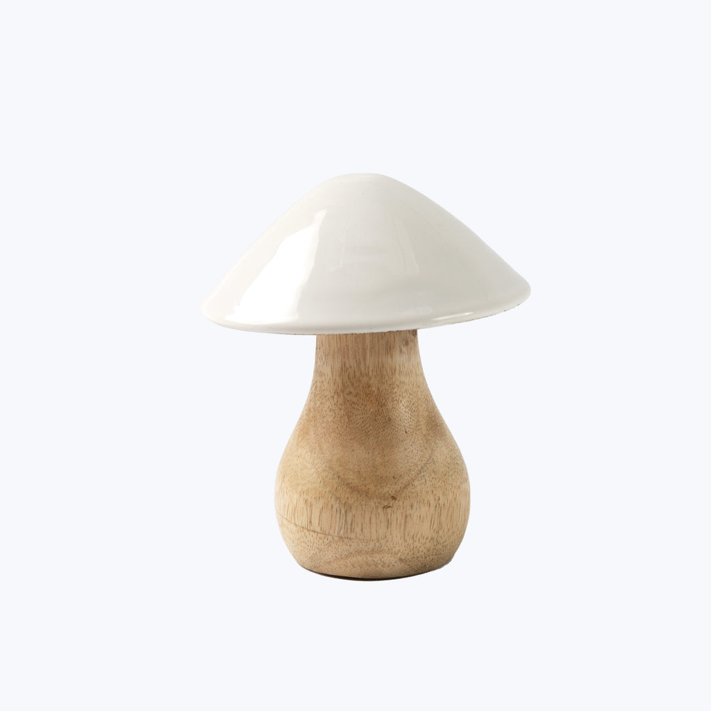 Mango Wood & Enamel Mushroom