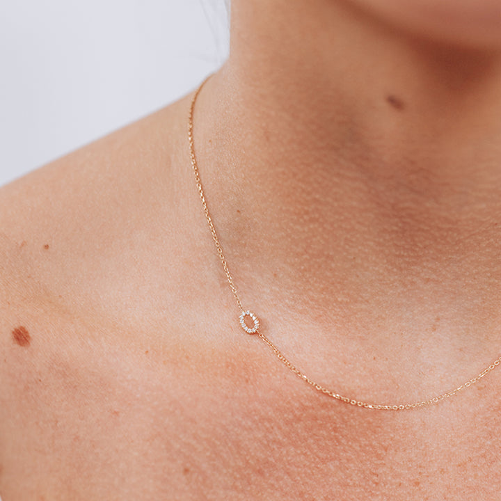 Love Letter Pavé Initial Necklace O