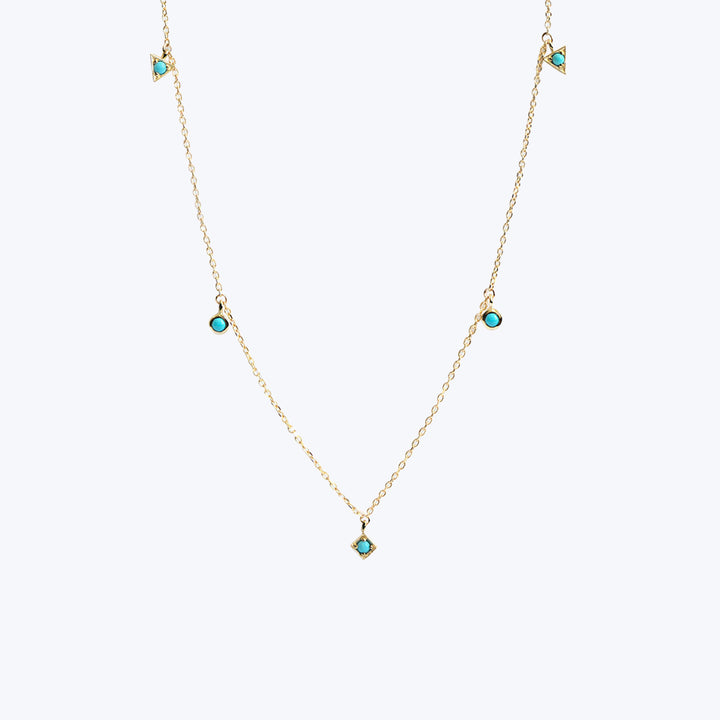 Cleo Erika Floating Geometric Crew Necklace Turquoise
