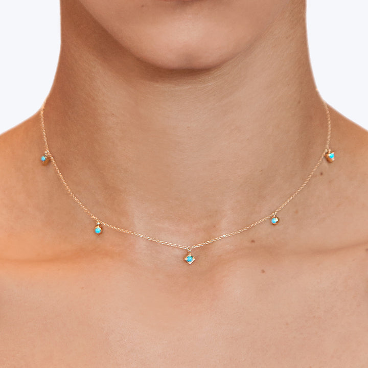 Cleo Erika Floating Geometric Crew Necklace Turquoise