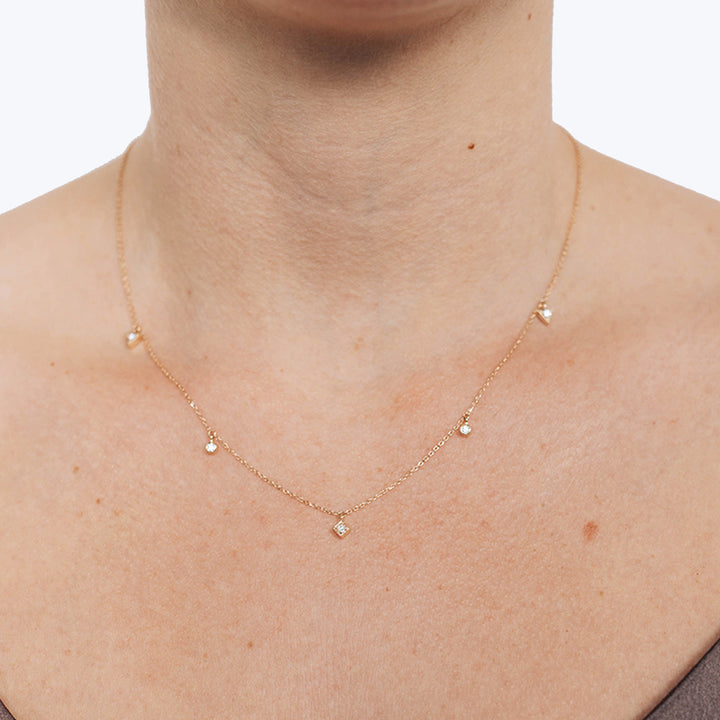 Cleo Erika Floating Geometric Crew Necklace Diamond