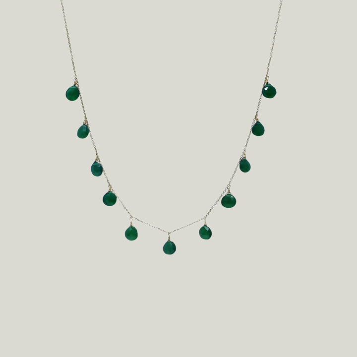 Droplet Briolette Necklace Green Onyx