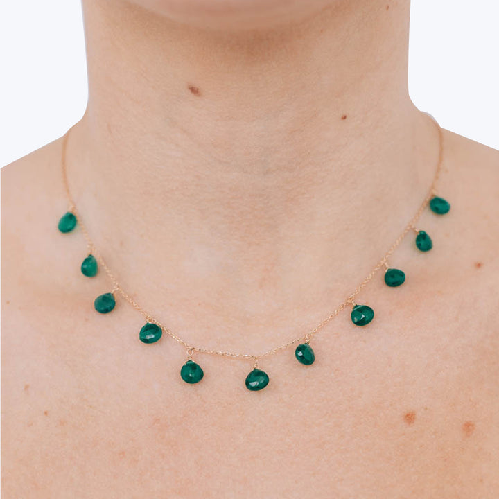 Droplet Briolette Necklace Green Onyx