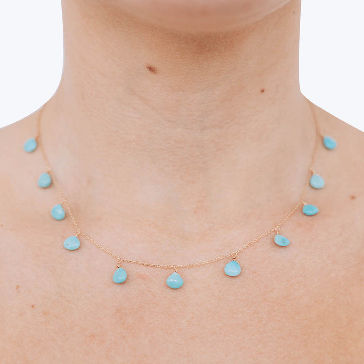 Droplet Briolette Necklace Turquoise