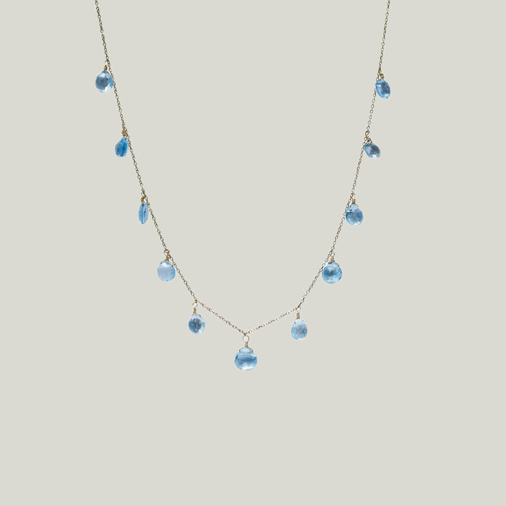 Droplet Briolette Necklace Blue Topaz