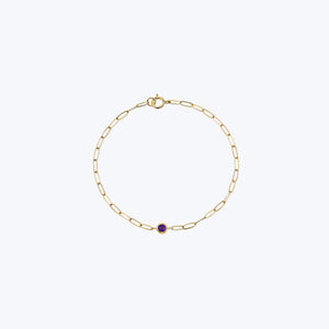 Dew Drop Birthstone Paperclip Bracelet Garnet / 6.75" - hover