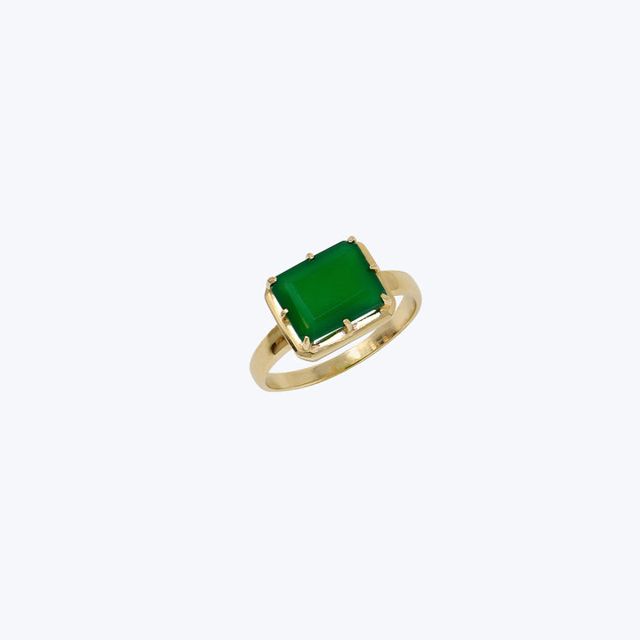 Cleo Daniela Emerald Cut Ring Green Onyx / 9