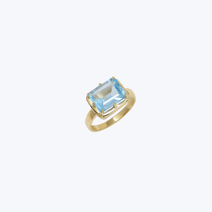 Cleo Daniela Emerald Cut Ring Blue Topaz / 9