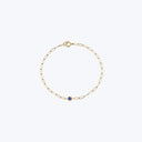 Dew Drop Birthstone Paperclip Bracelet Blue Sapphire / 6.75"