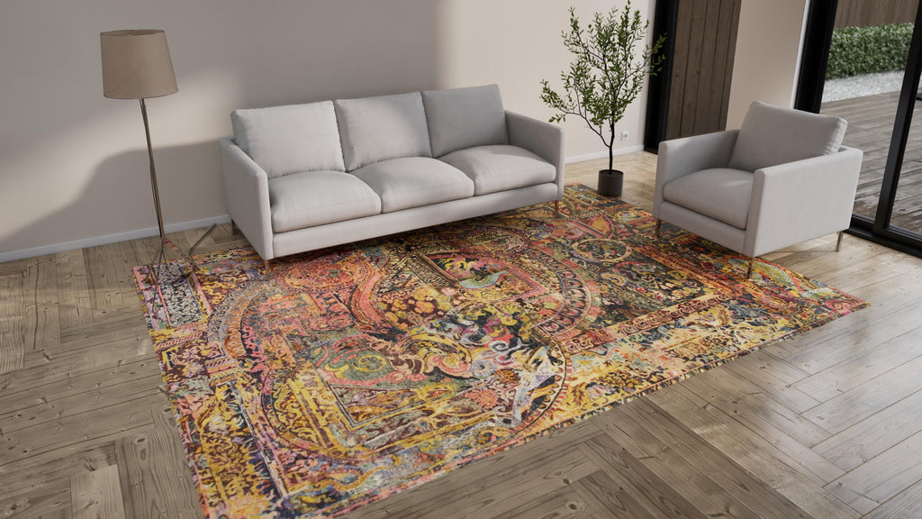 Multicolored Alchemy Transitional Silk & Wool Rug - 8'6" x 11'7"