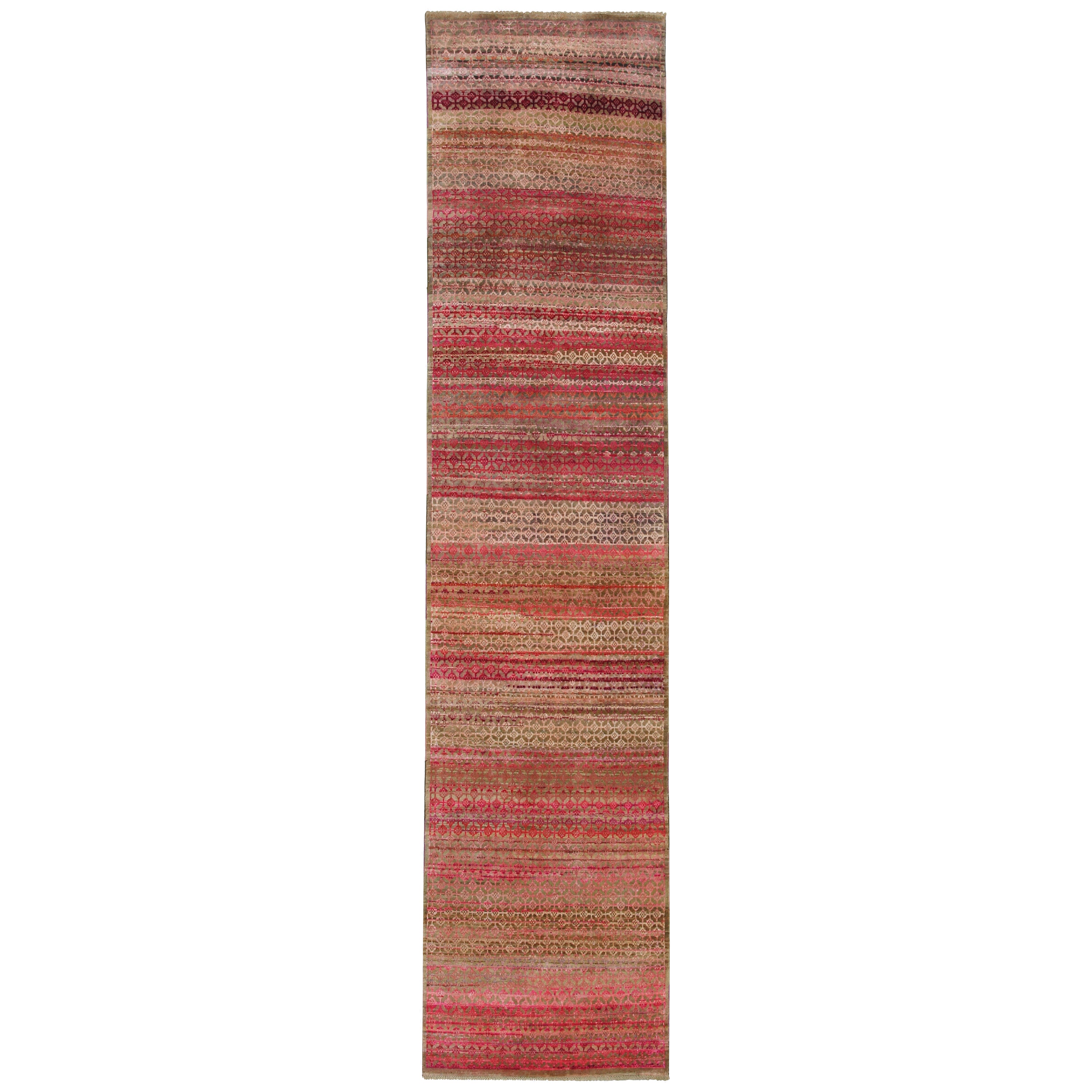 Red Alchemy Transitional Silk & Wool Runner - 3' x 12'6"