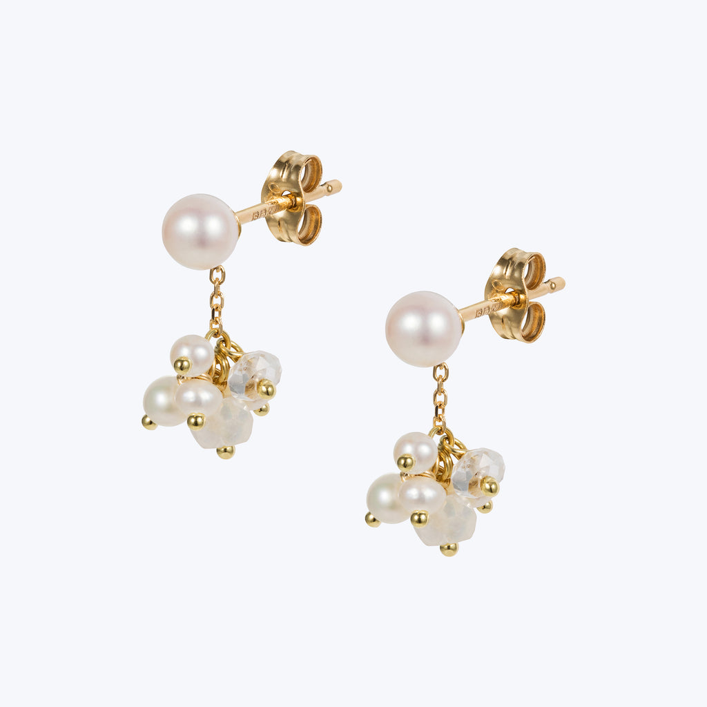 18kt Gold Pearl Stud with Pearl Cluster