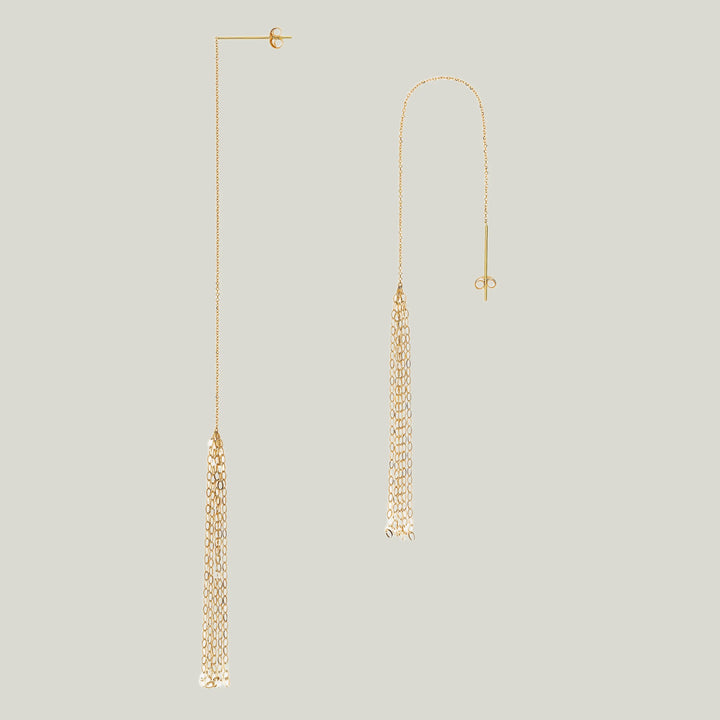 18kt Gold Tassel Thread Through Earrings