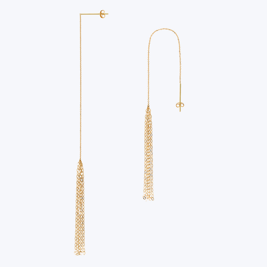 18kt Gold Tassel Thread Through Earrings