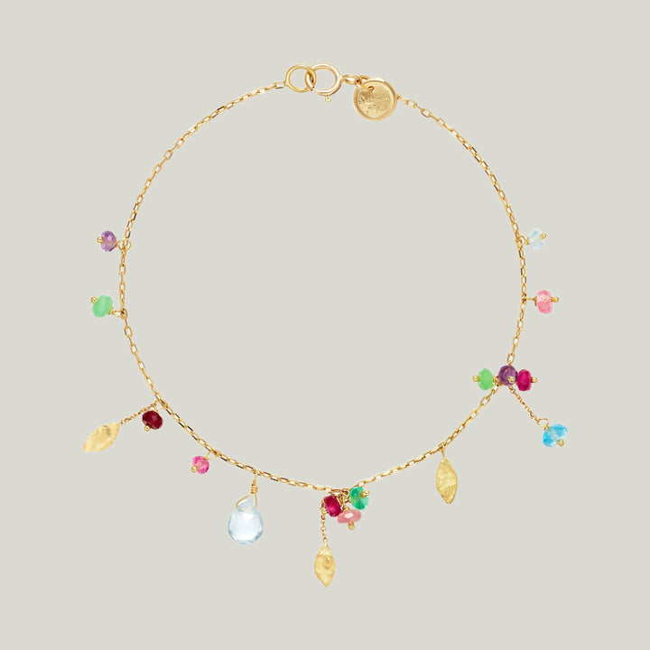 18kt Gold Romantic World Mixed Bead Bracelet - 17cm