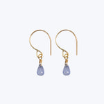 18kt Gold Blue Sapphire Drop Hook Earrings