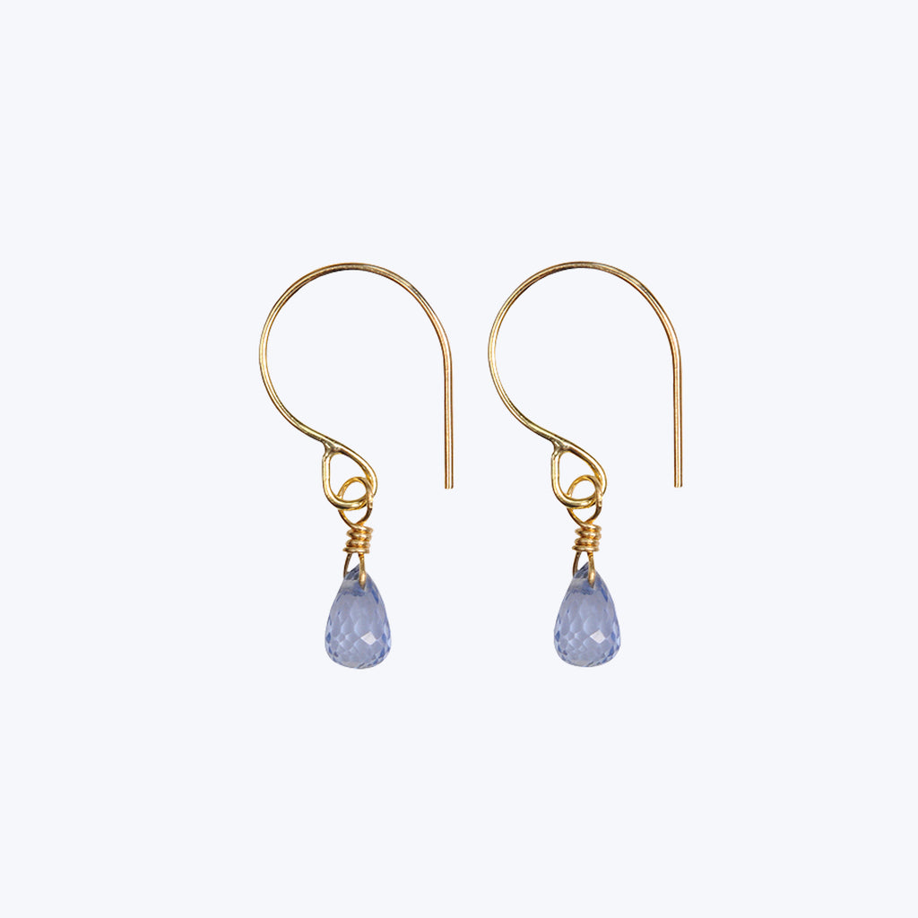 18kt Gold Blue Sapphire Drop Hook Earrings