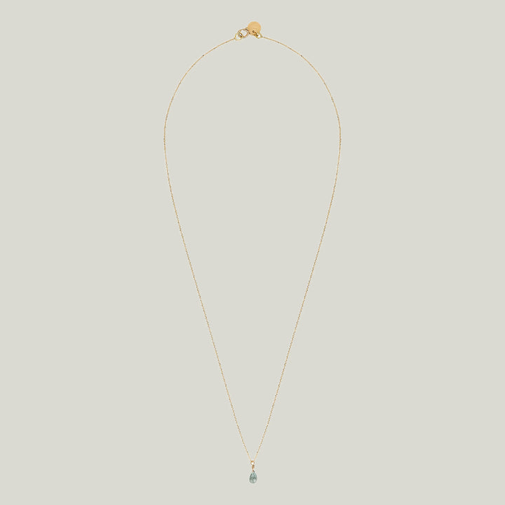 18kt Gold Green Sapphire Drop Necklace - 41.5cm