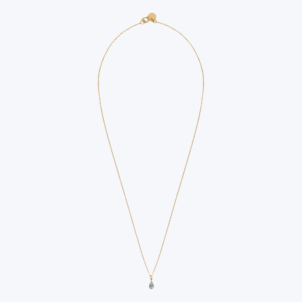 18kt Gold Green Sapphire Drop Necklace - 41.5cm