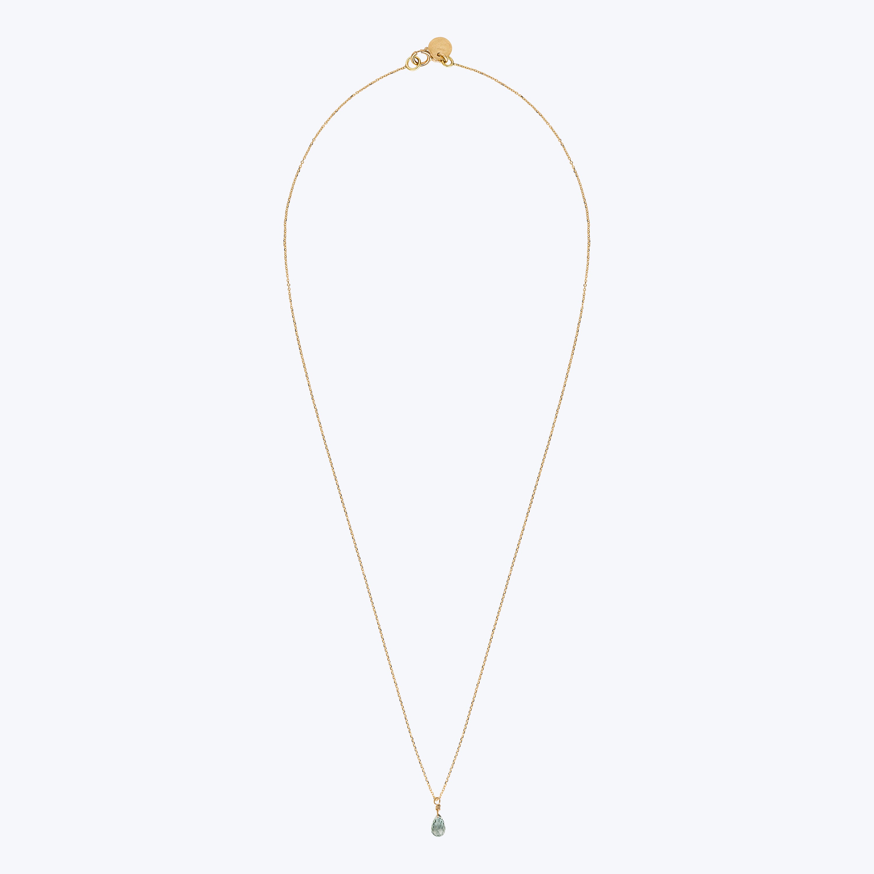 18kt Gold Green Sapphire Drop Necklace - 41.5cm