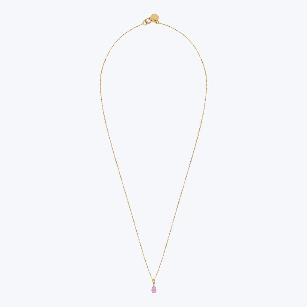 18kt Gold Pink Sapphire Drop Necklace - 41.5cm