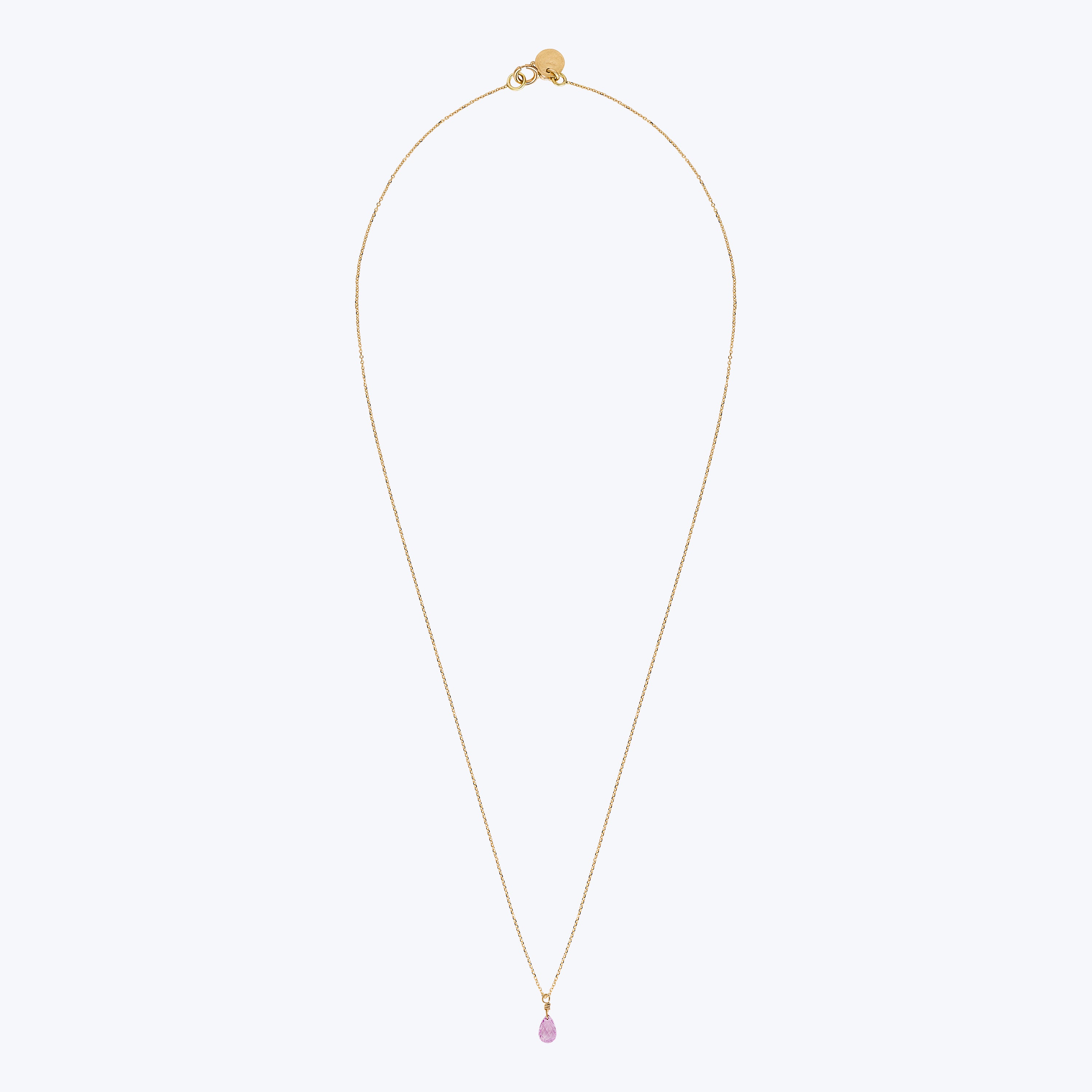 18kt Gold Pink Sapphire Drop Necklace - 41.5cm