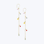 18kt Gold Hook Chain Eearring with Mixed Sapphire Drops