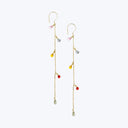 18kt Gold Hook Chain Eearring with Mixed Sapphire Drops