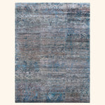 Blue Nu Vibrant Tibetan Modern Silk Rug - 9' x 12'
