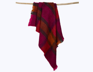 Mohair Buffalo Check Throw-Seafoam - hover
