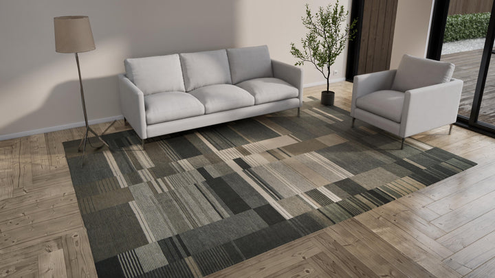 Grey Modern Tibetan Wool Rug - 9' x 12'