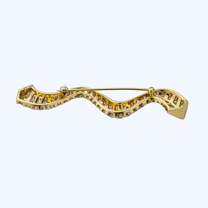 1980s Diamond Ribbon Brooch