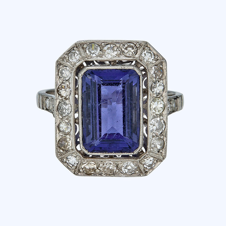 Vintage Tanzanite and Diamond Ring