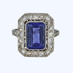 Vintage Tanzanite and Diamond Ring