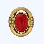 1980s Coral and Diamond Ring