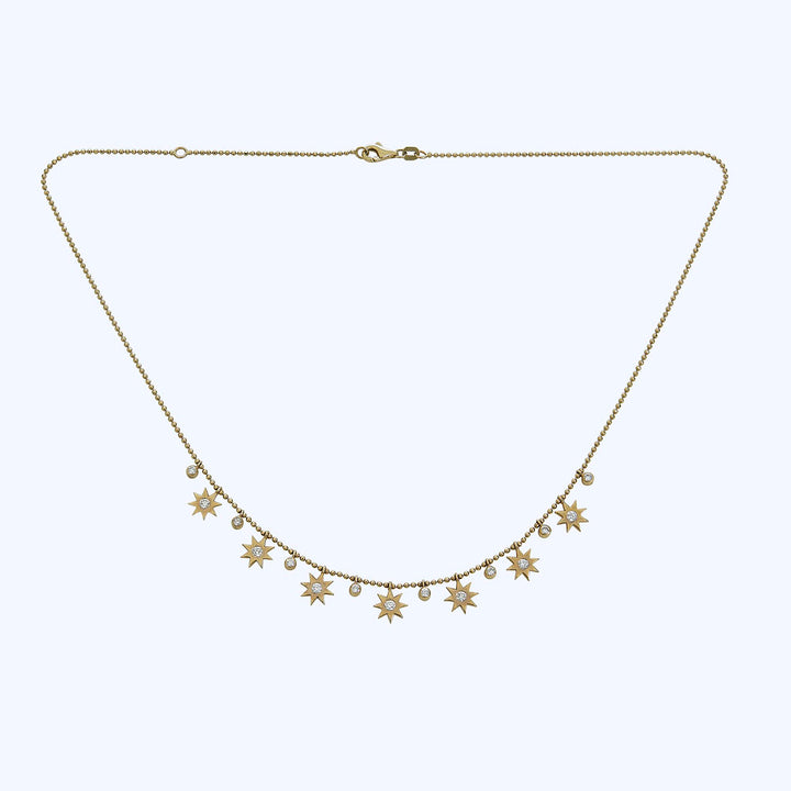14K Yellow Gold Diamond Starburst Necklace