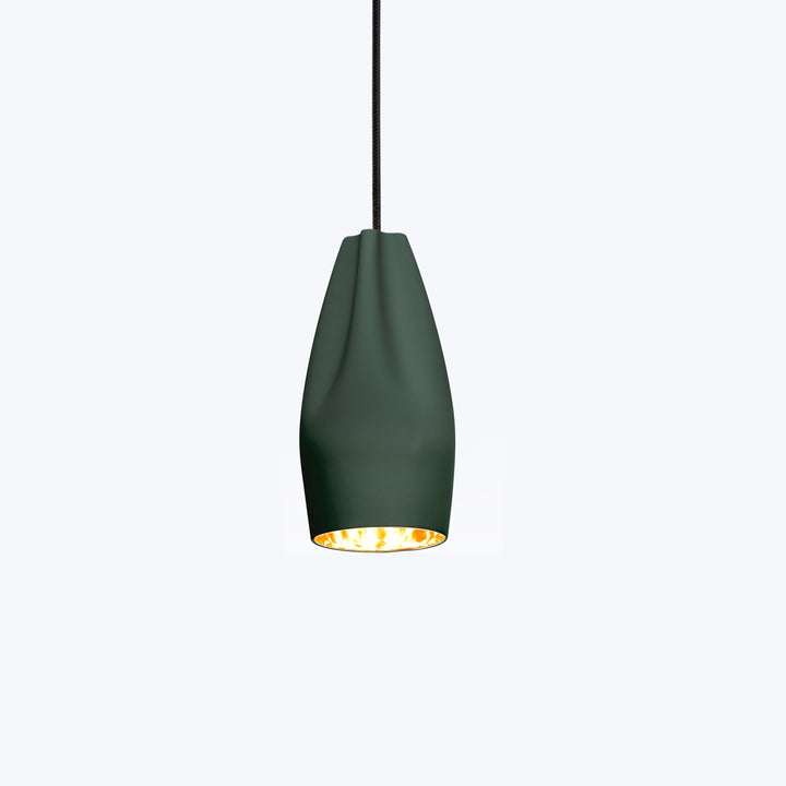 Pleat Box Pendant Green & Gold / 13''