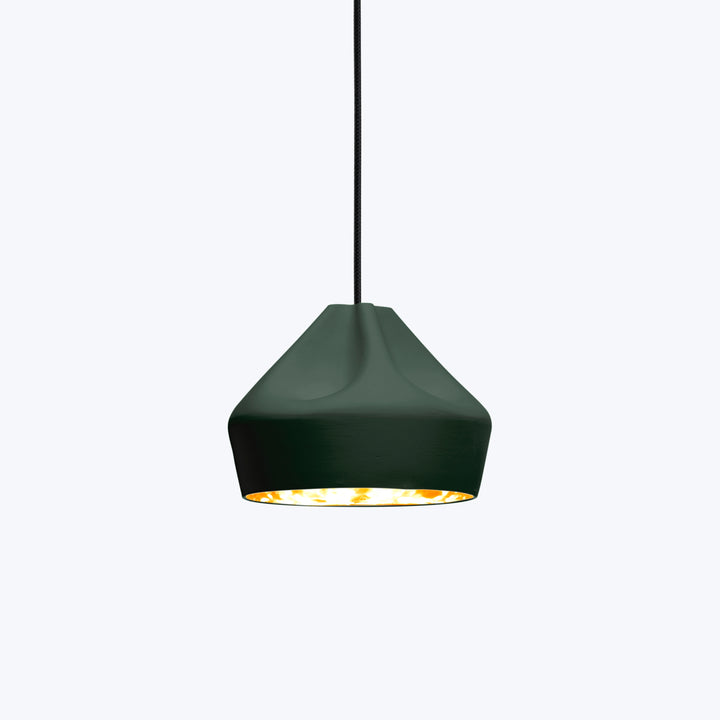 Pleat Box Pendant Green & Gold / 24''