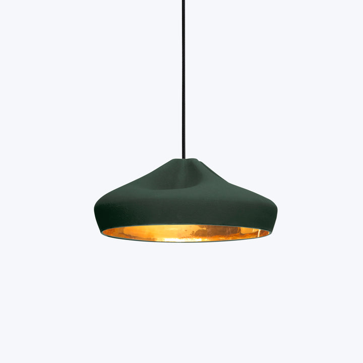 Pleat Box Pendant Green & Gold / 36''