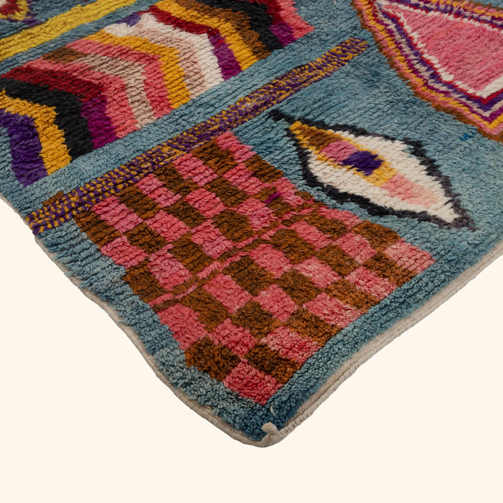 Multicolored Moroccan Berbere Wool Rug  - 6'1" x 9'10"