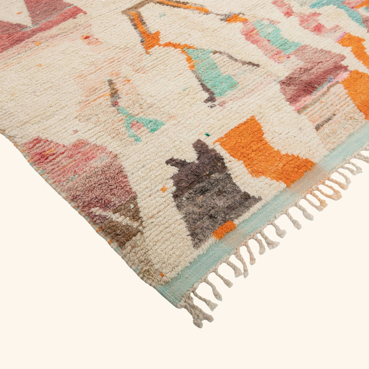 Multicolored Moroccan Berbere Wool Rug  - 6'9" x 9'8"