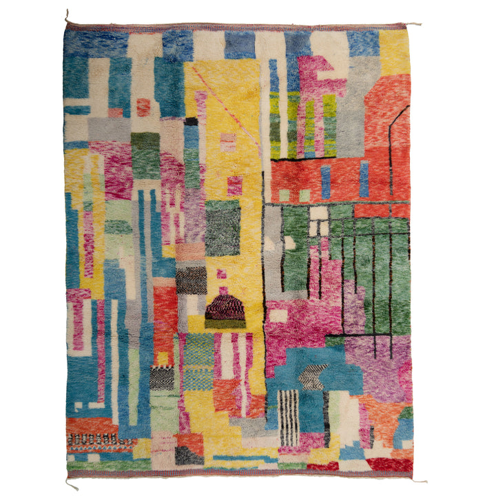 Multicolored Moroccan Berbere Wool Rug  - 8'6" x 11'4"