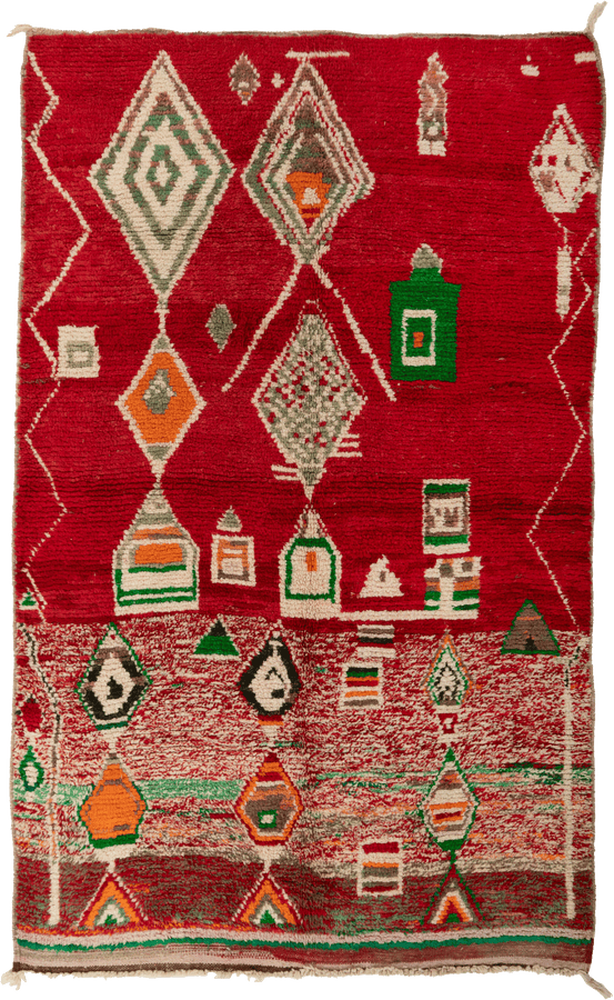 Multicolored Moroccan Berber Wool Rug - 5'5
