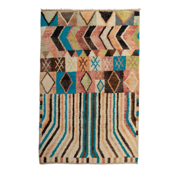 Multicolored Moroccan Berbere Wool Rug  - 5'5" x 8'8"